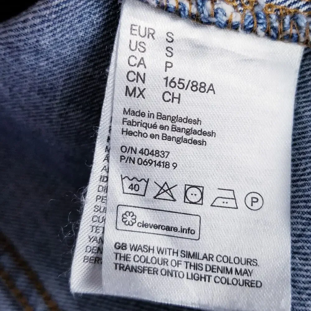 DIVIDED by H&M Denim Jacket Button Front Blue Jean Raw Hem - Size Small - Picture 7 of 7